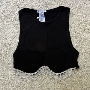 Zara Rhinestone Seamless Contour Crop Top
